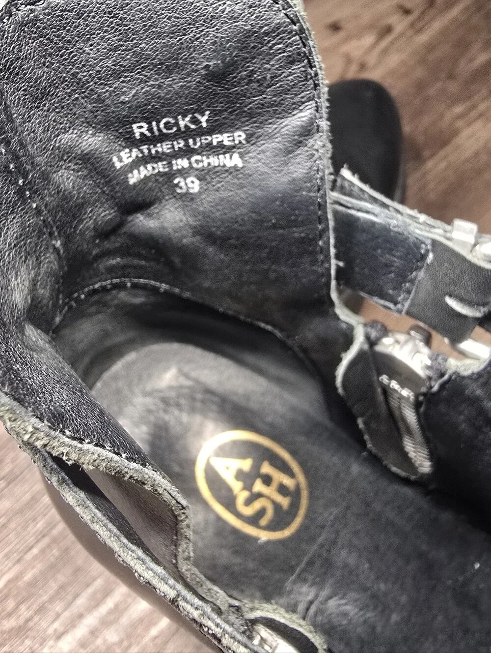 ASH Ricky Lug Wedge Platform Leather Boots Size 8
